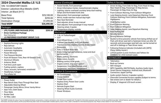Used 2024 Chevrolet Malibu LS w/ LPO, Floor Liner Package FWD image 6