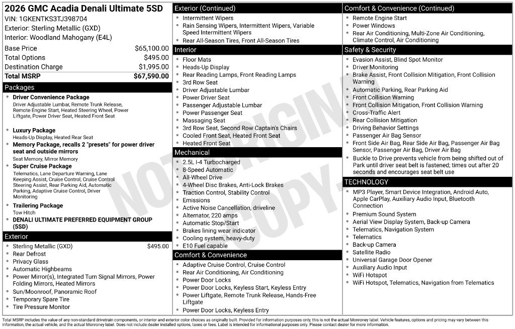 New 2026 GMC Acadia Denali Ultimate AWD/4WD image 10