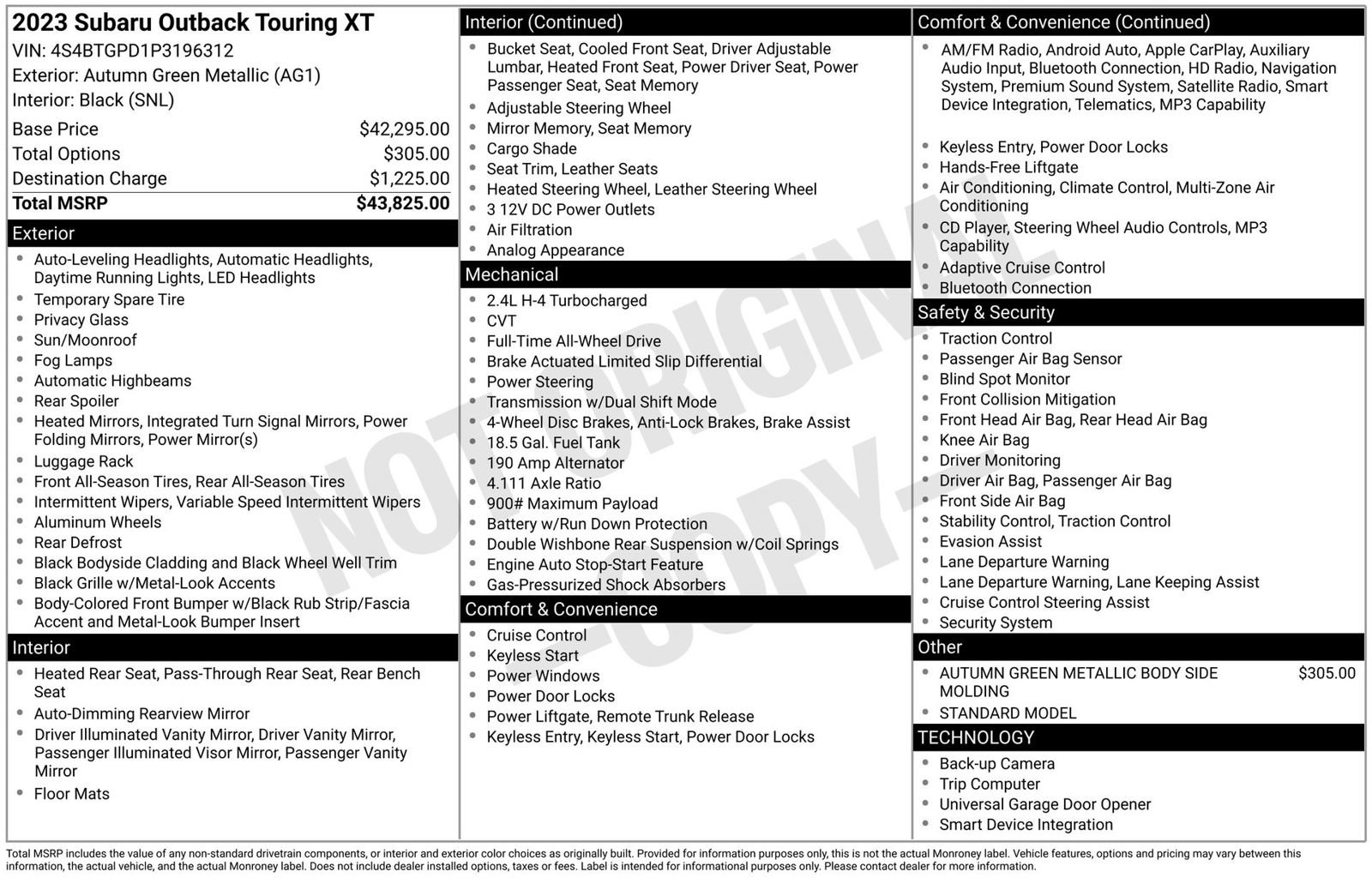 Certified 2023 Subaru Outback Touring XT AWD/4WD image 3