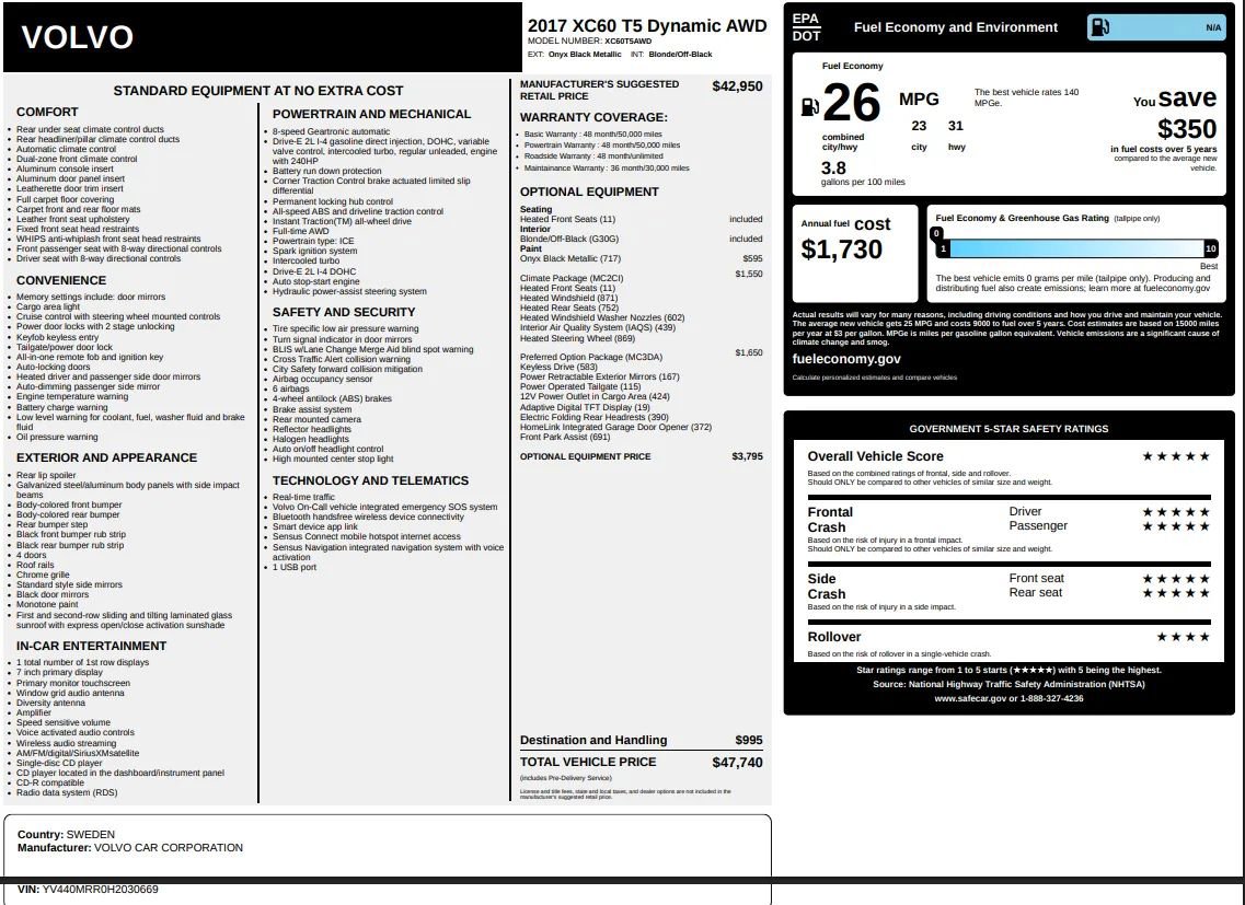 Used 2017 Volvo XC60 T5 Dynamic w/ Preferred Option Package image 60