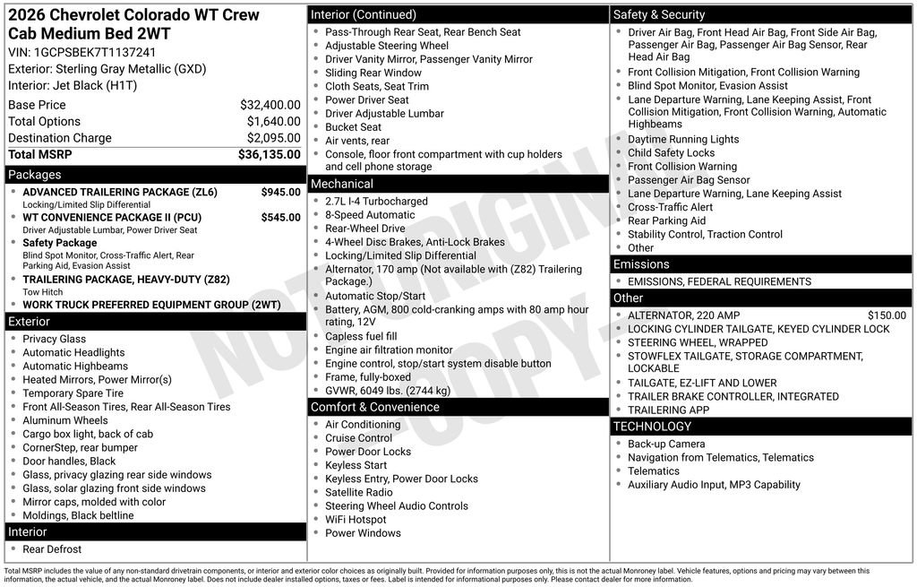 New 2026 Chevrolet Colorado W/T w/ Advanced Trailering Package image 4