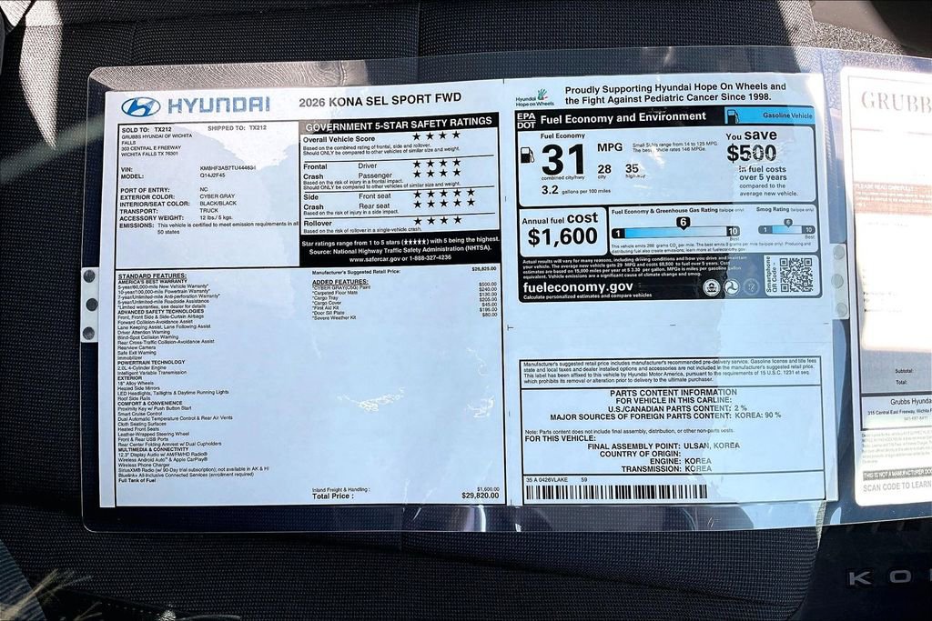 New 2026 Hyundai Kona SEL Sport FWD image 31
