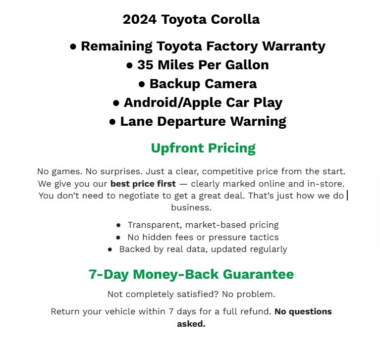 Used 2024 Toyota Corolla LE FWD image 2