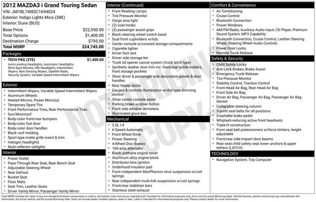 Used 2012 MAZDA MAZDA3 i Grand Touring w/ Tech Pkg image 9