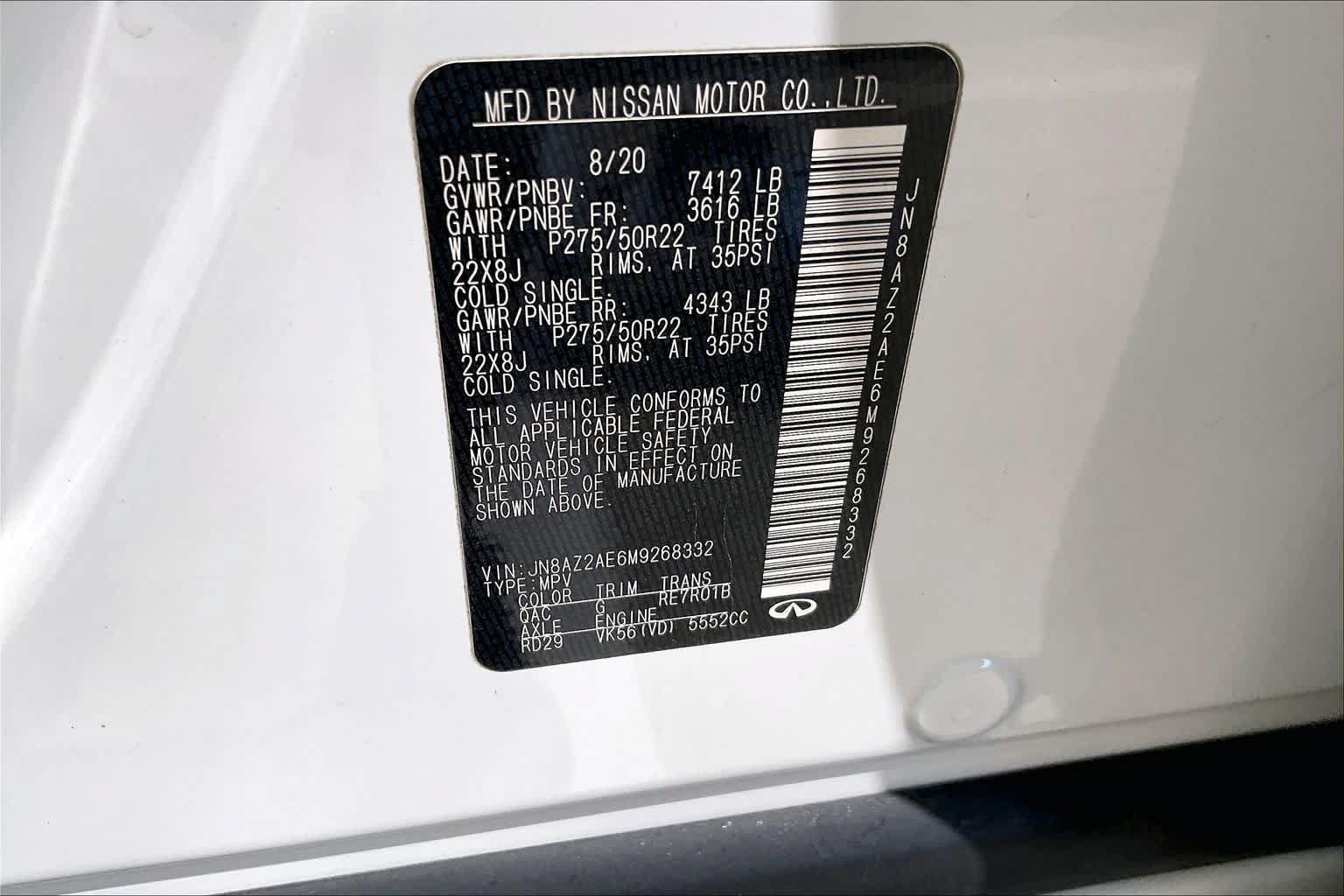Used 2021 INFINITI QX80 Premium Select w/ Cargo Package AWD/4WD image 35