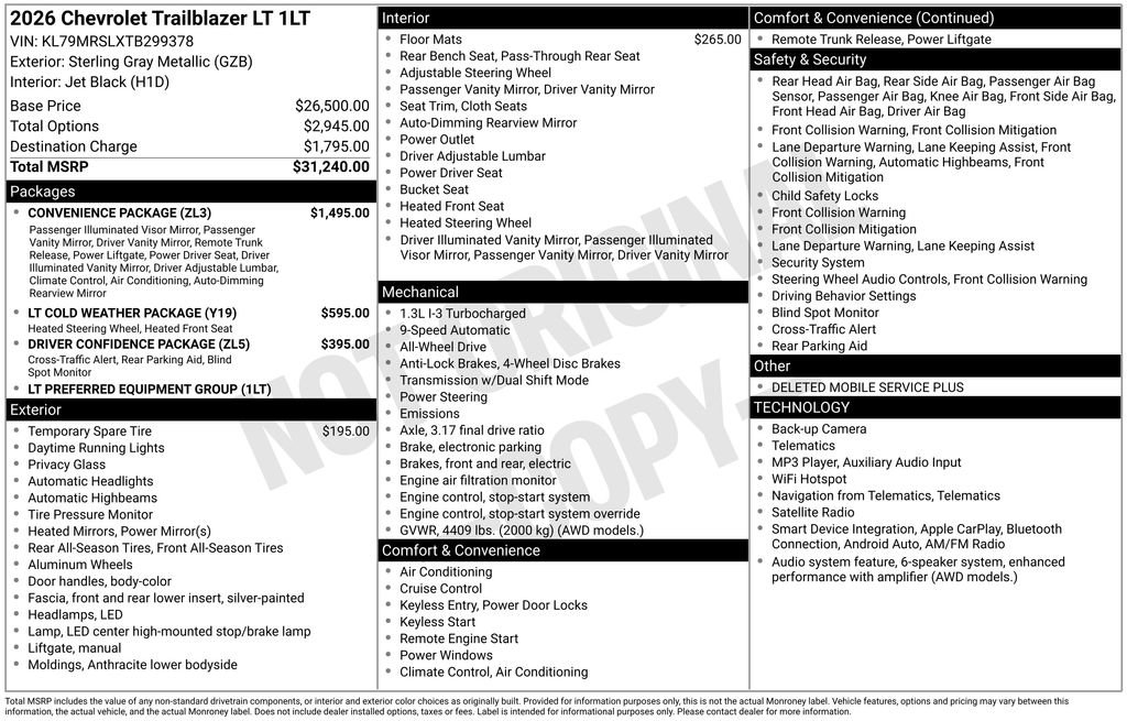 New 2026 Chevrolet TrailBlazer LT w/ Convenience Package AWD/4WD image 4