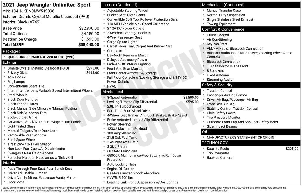 Used 2021 Jeep Wrangler Unlimited Sport image 25