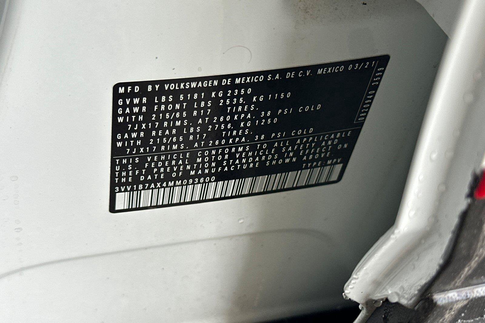 Certified 2021 Volkswagen Tiguan S FWD image 27