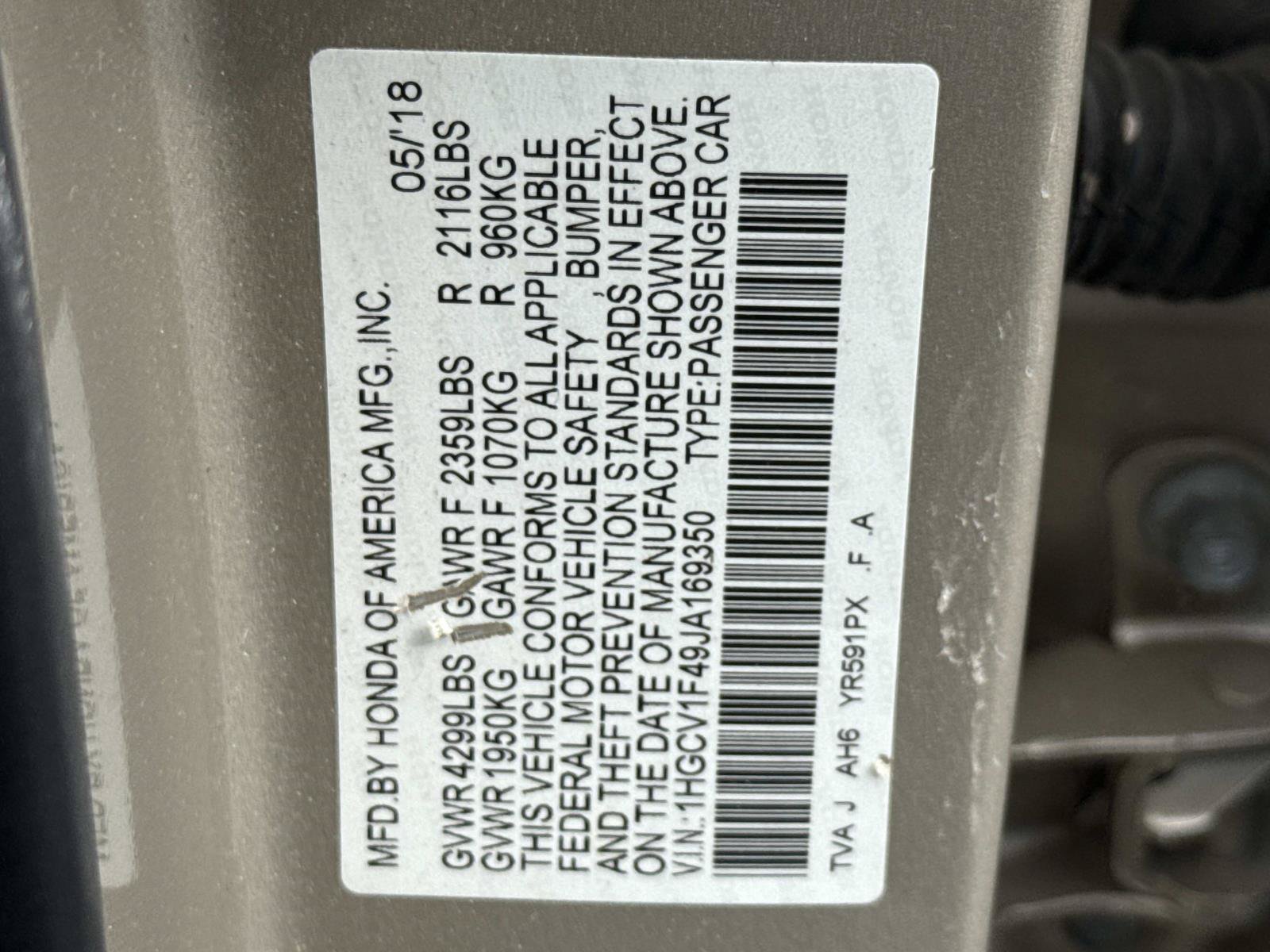 Certified 2018 Honda Accord EX image 25