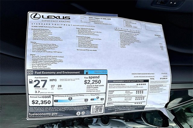 New 2025 Lexus TX 500h AWD image 14