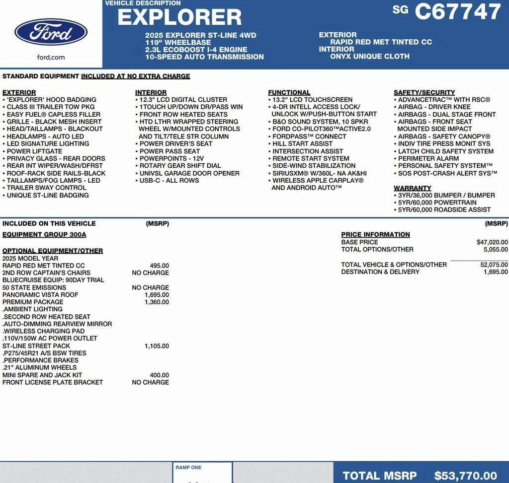 New 2025 Ford Explorer ST-Line w/ Premium Package image 2