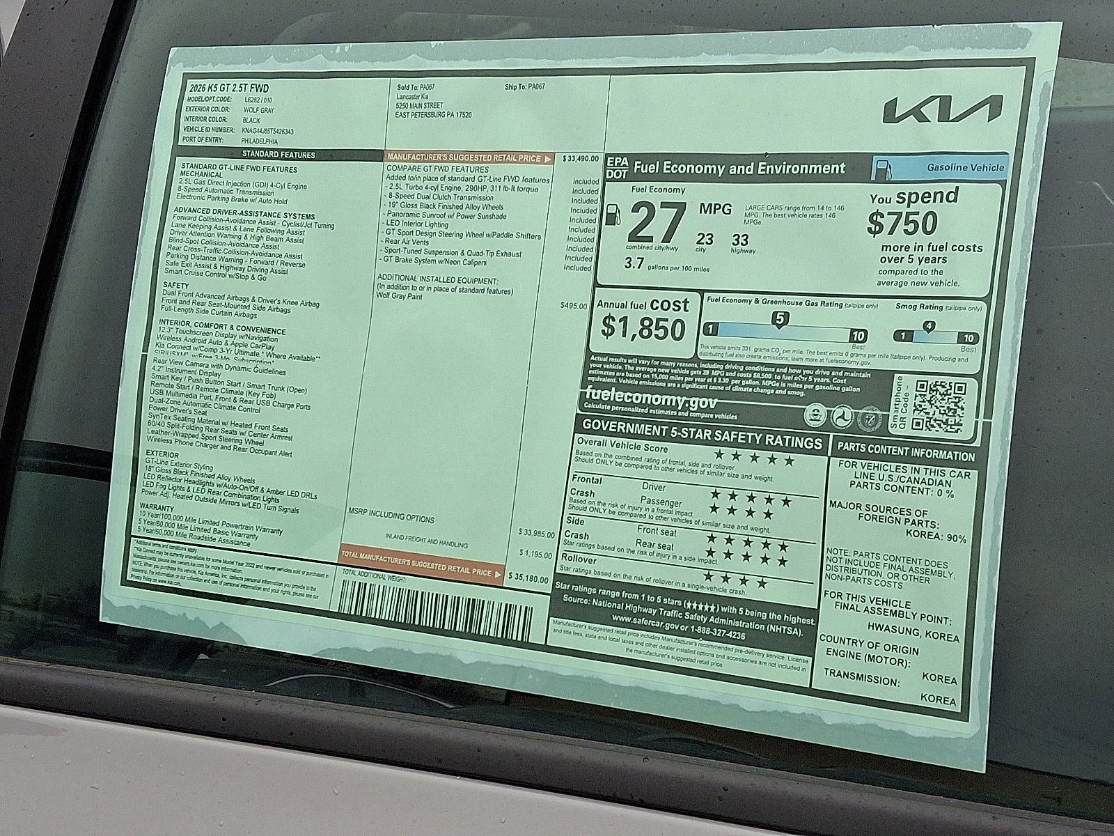 New 2026 Kia K5 GT FWD image 19