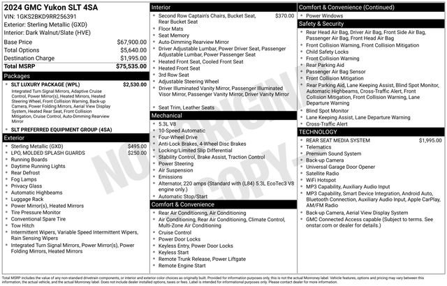 Used 2024 GMC Yukon SLT w/ SLT Luxury Package AWD/4WD image 2