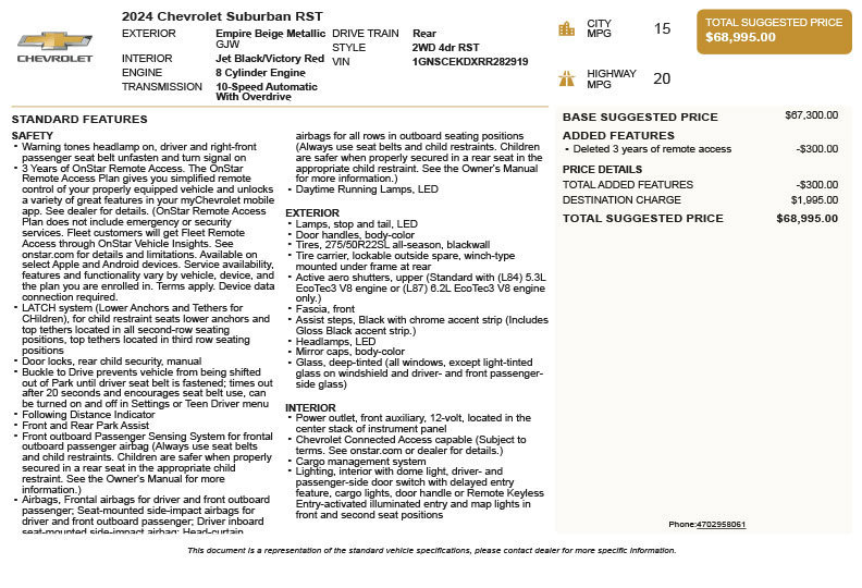 Used 2024 Chevrolet Suburban RST RWD image 3