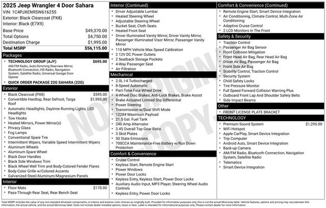 New 2025 Jeep Wrangler Unlimited Sahara w/ Technology Group AWD/4WD image 17