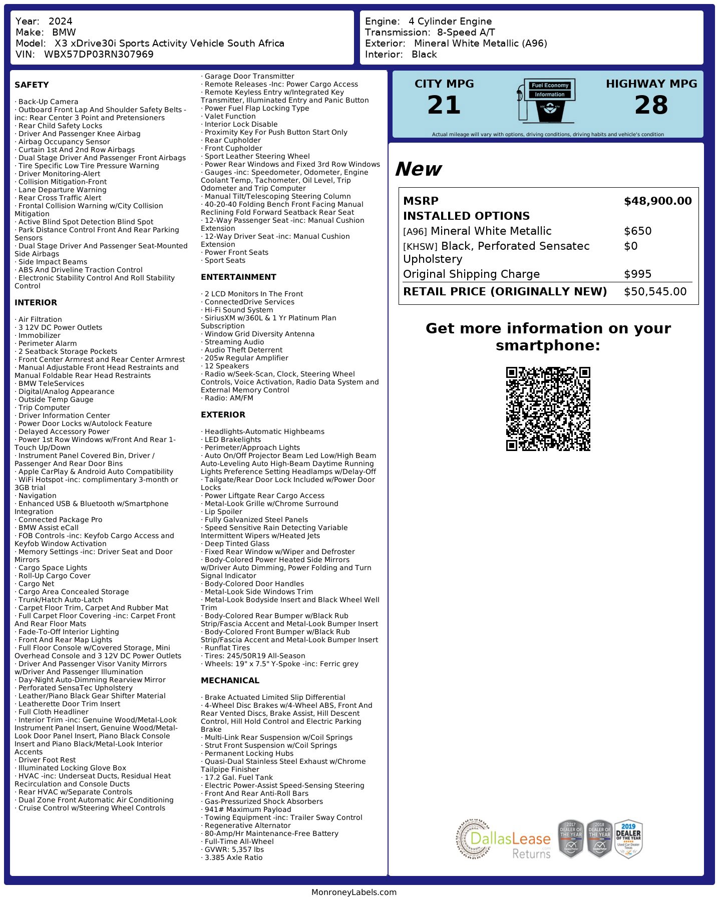 Used 2024 BMW X3 xDrive30i w/ Convenience Package w/ZPA image 3