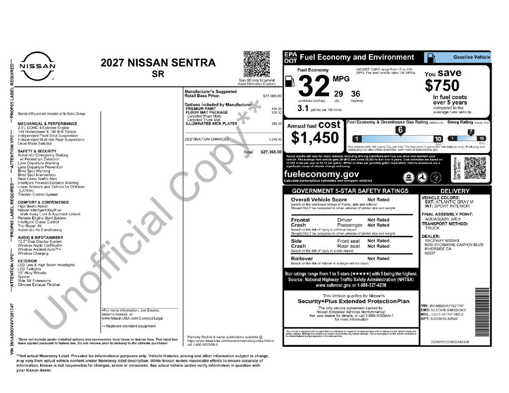 New 2027 Nissan Sentra SR FWD image 5