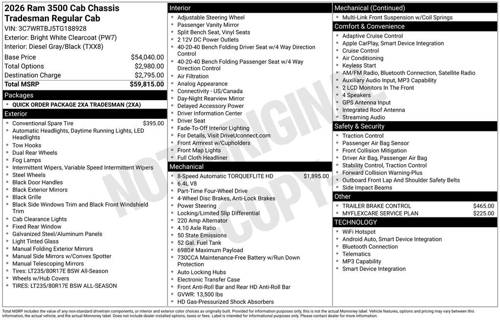 New 2026 RAM 3500 Tradesman AWD/4WD image 6