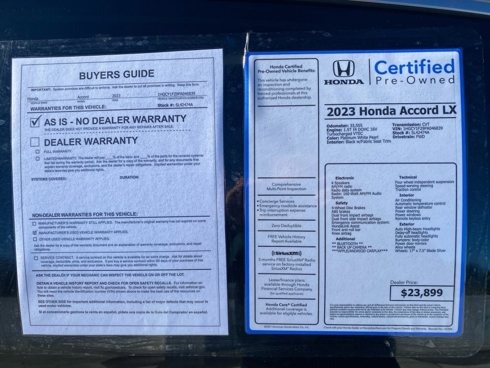 Certified 2023 Honda Accord LX image 37