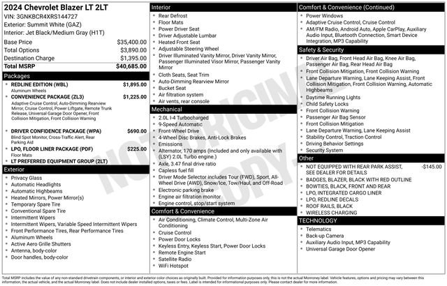 Used 2024 Chevrolet Blazer LT w/ Redline Edition FWD image 39
