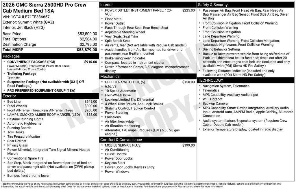 New 2026 GMC Sierra 2500 Pro w/ Convenience Package AWD/4WD image 17