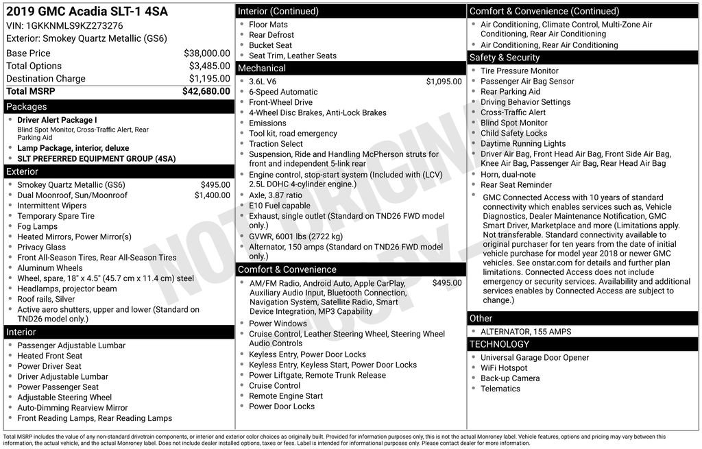 Certified 2019 GMC Acadia SLT FWD image 3