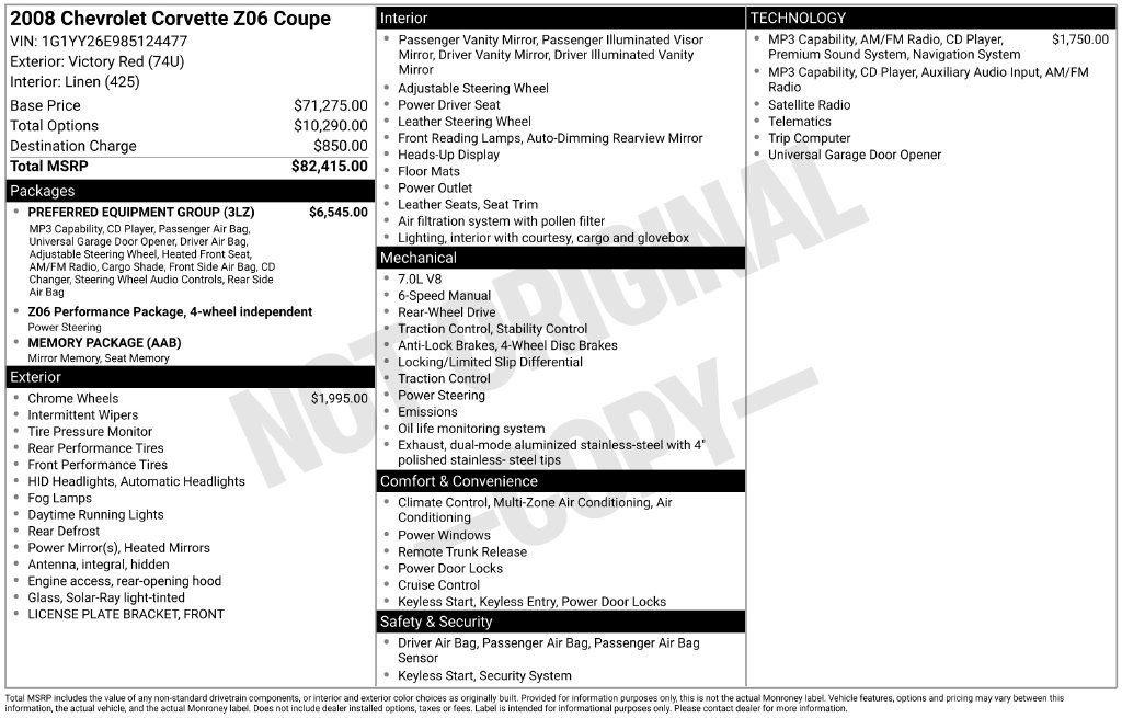 Used 2008 Chevrolet Corvette Z06 w/ Preferred Equipment Group RWD image 45