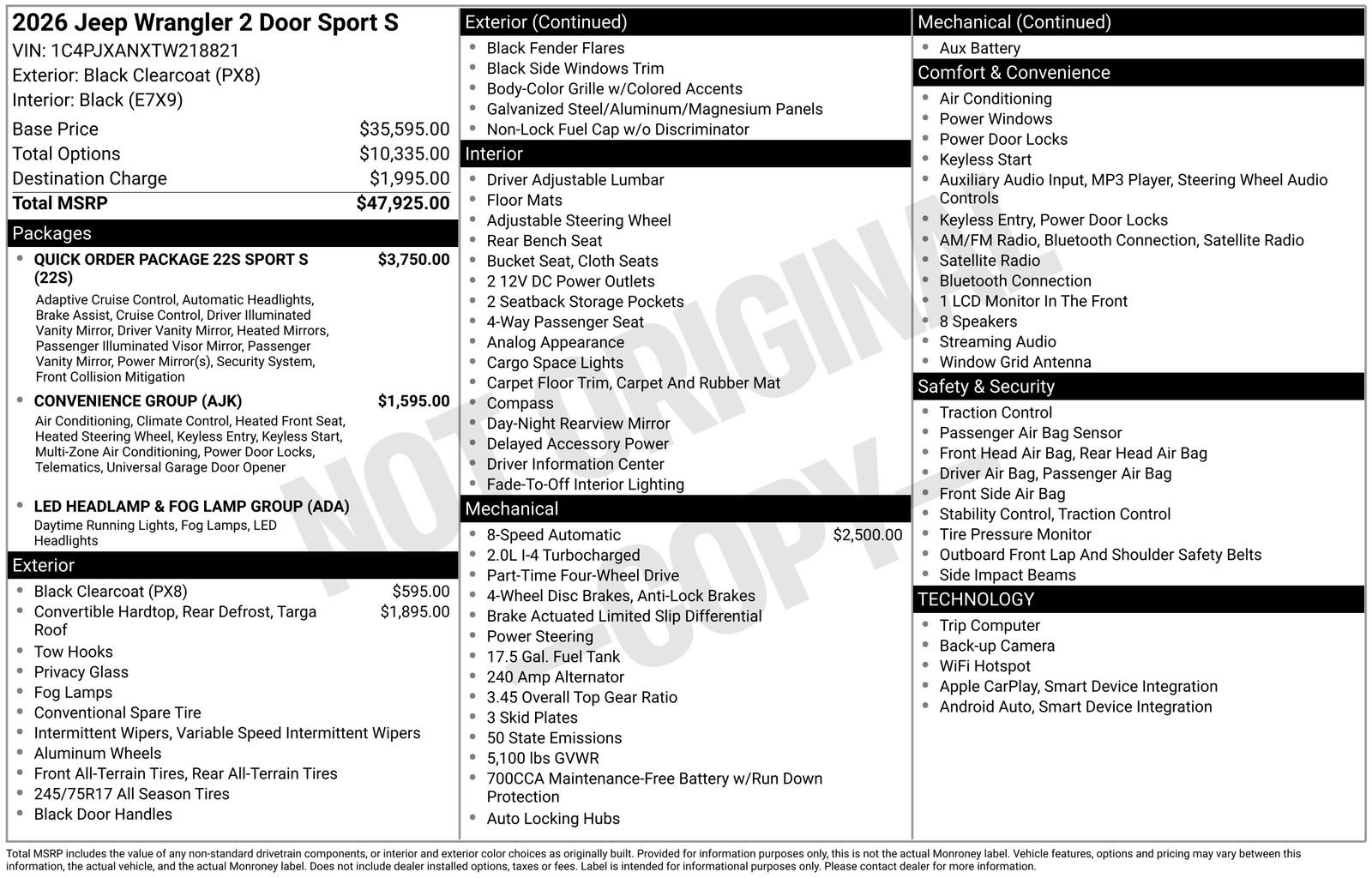 New 2026 Jeep Wrangler Sport AWD/4WD image 24
