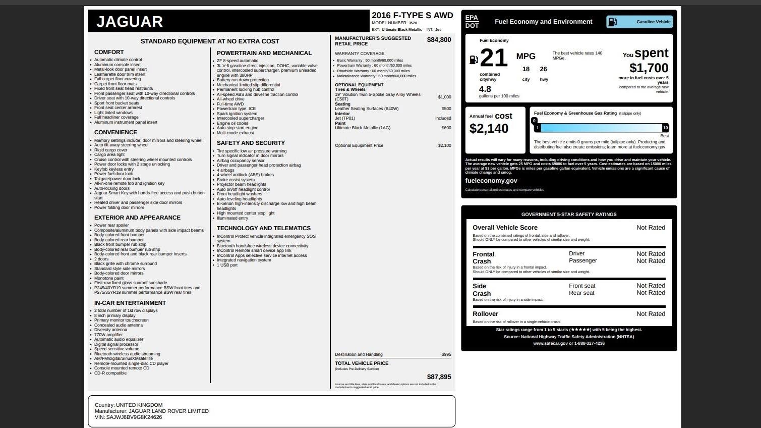 Used 2016 Jaguar F-TYPE S image 24