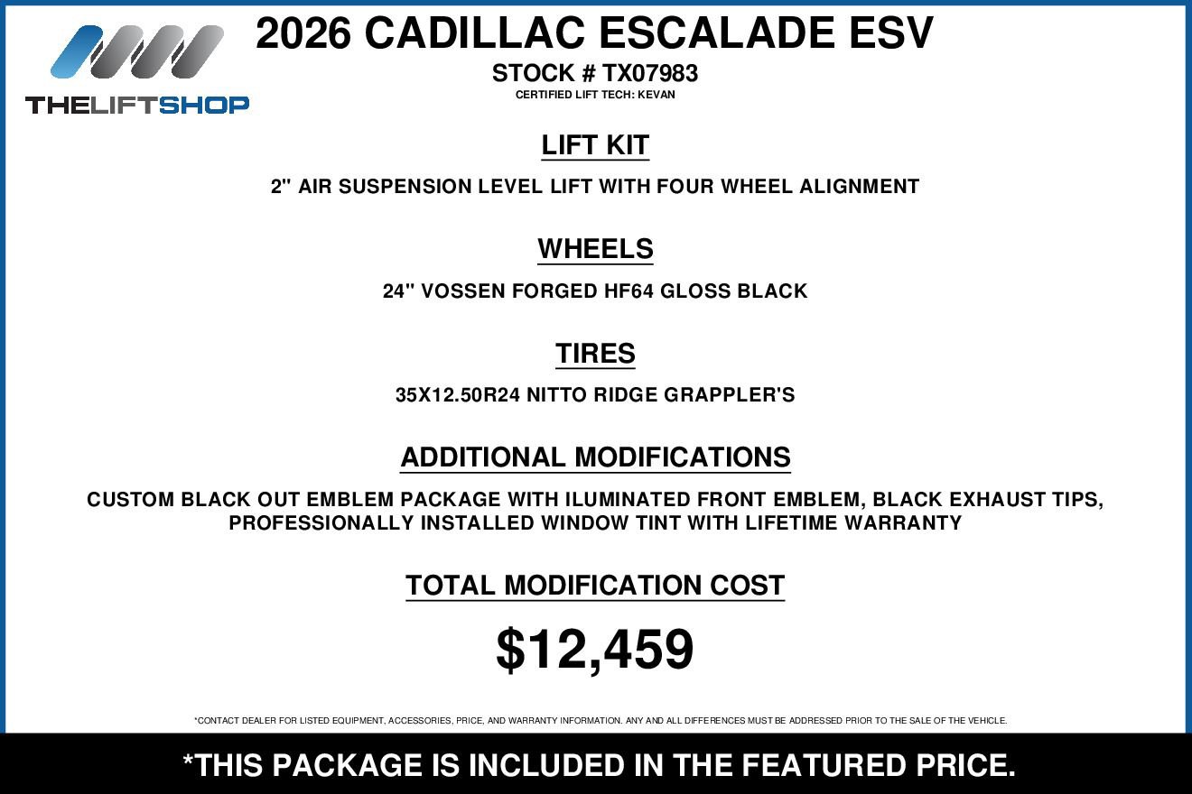 Used 2026 Cadillac Escalade ESV Sport w/ LPO, ONYX Package AWD/4WD image 2