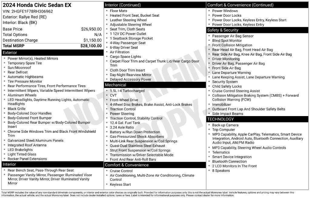 Certified 2024 Honda Civic EX image 40
