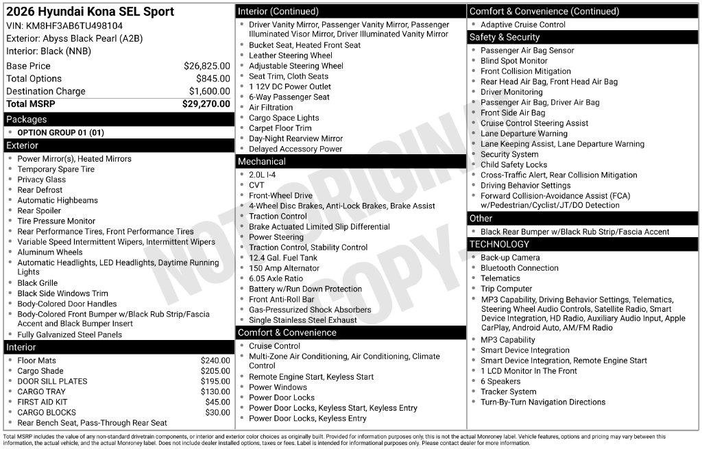New 2026 Hyundai Kona SEL Sport FWD image 24