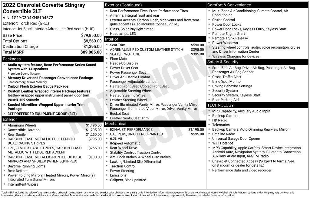 Used 2022 Chevrolet Corvette Stingray Premium Conv w/ 3LT RWD image 38