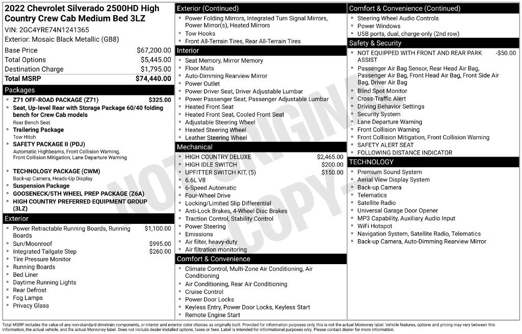 Used 2022 Chevrolet Silverado 2500 High Country w/ Z71 Off-Road Package AWD/4WD image 30