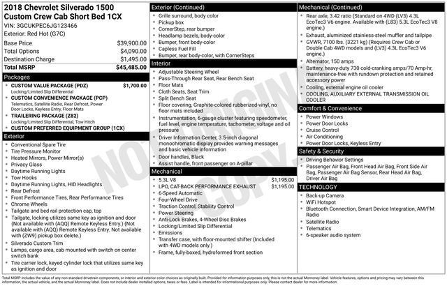 Used 2018 Chevrolet Silverado 1500 Custom w/ Custom Value Package AWD/4WD image 45