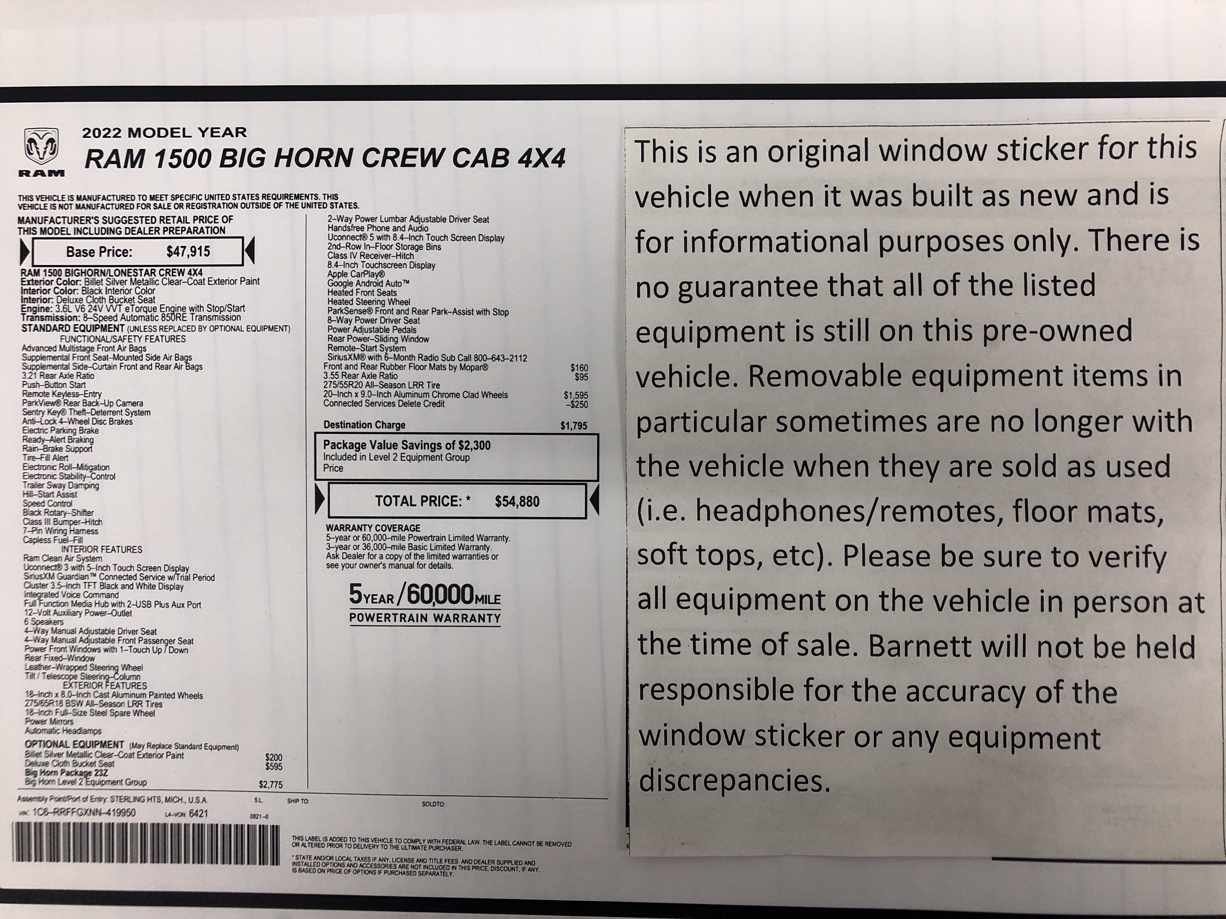 Certified 2022 RAM 1500 Big Horn AWD/4WD image 2