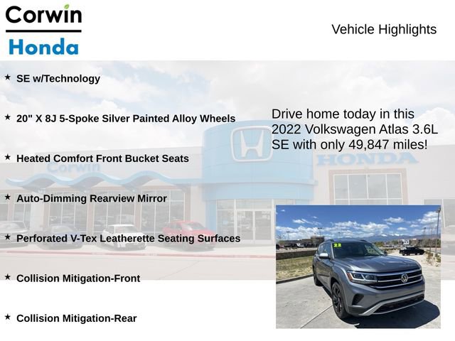 Used 2022 Volkswagen Atlas SE AWD/4WD image 7