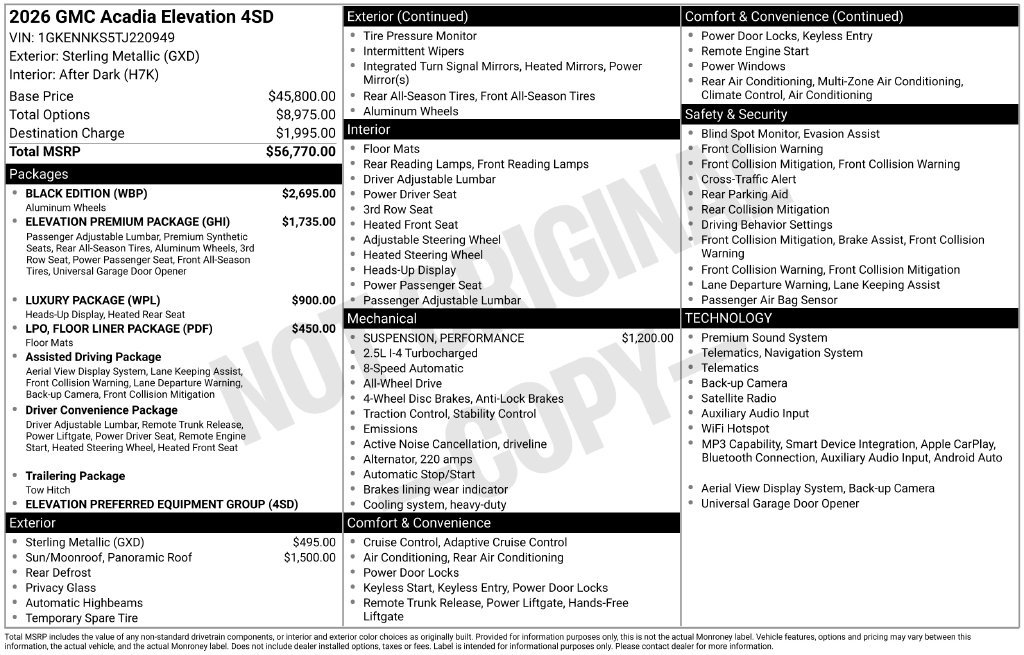 Used 2026 GMC Acadia Elevation w/ Black Edition AWD/4WD image 3