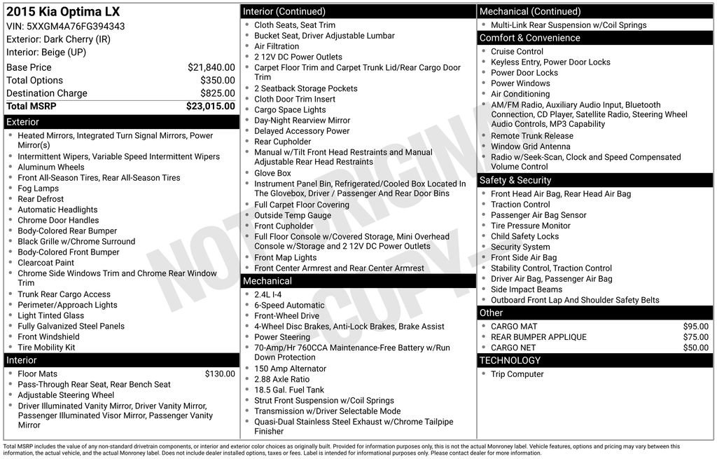 Used 2015 Kia Optima LX image 5