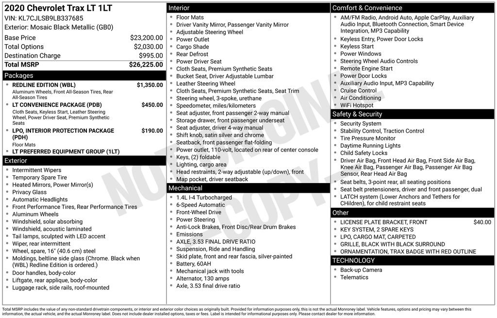 Used 2020 Chevrolet Trax LT w/ Redline Edition FWD image 15