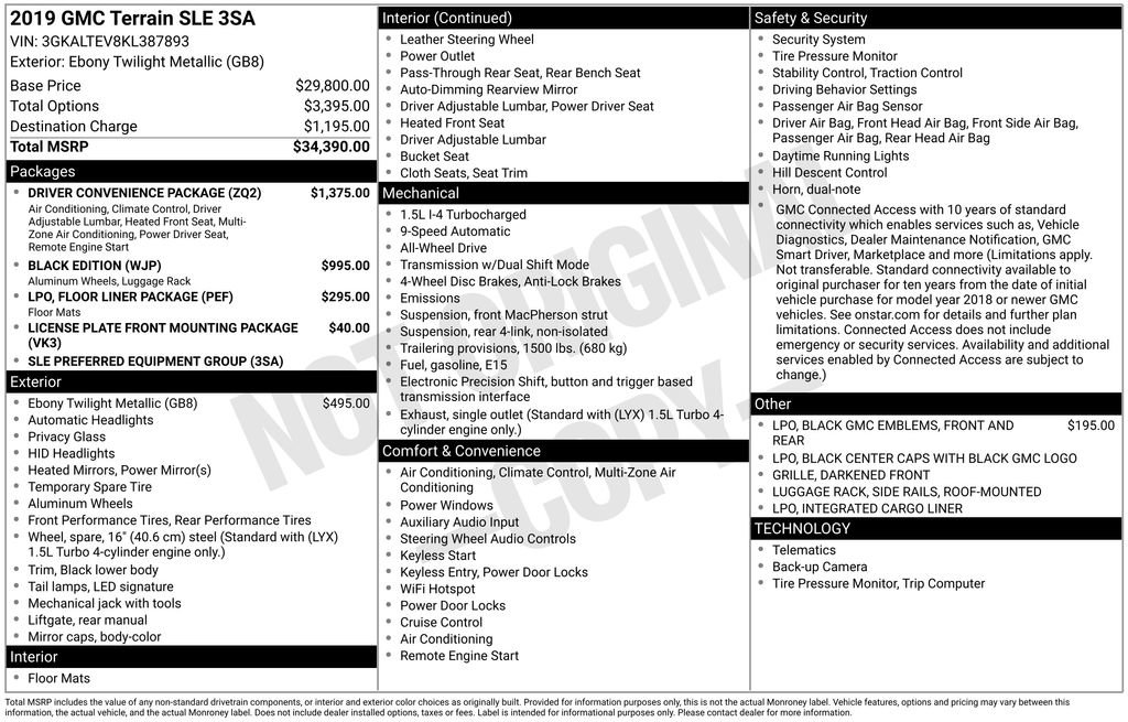 Used 2019 GMC Terrain SLE w/ Driver Convenience Package AWD/4WD image 7