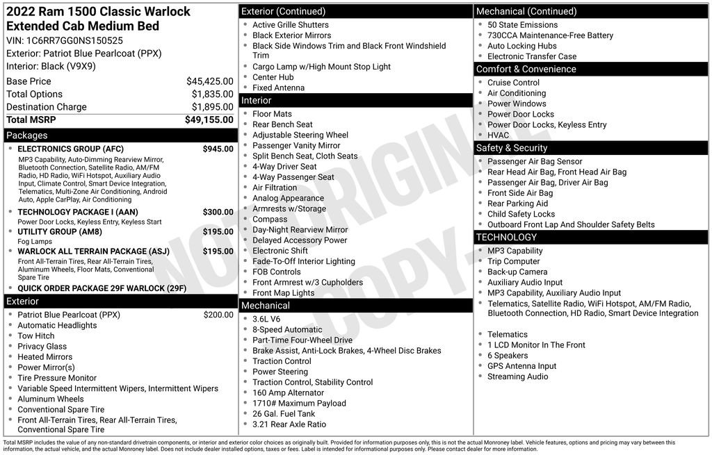 Used 2022 RAM 1500 Classic Warlock w/ Electronics Group AWD/4WD image 7