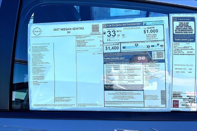 New 2027 Nissan Sentra SV w/ Floor Mat Package FWD image 12