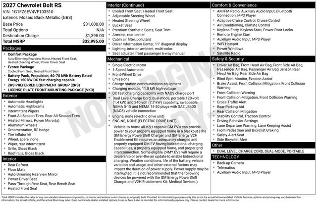 New 2027 Chevrolet Bolt RS image 15