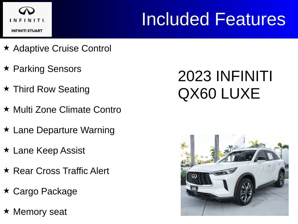 Certified 2023 INFINITI QX60 Luxe w/ Cargo Package AWD/4WD image 4