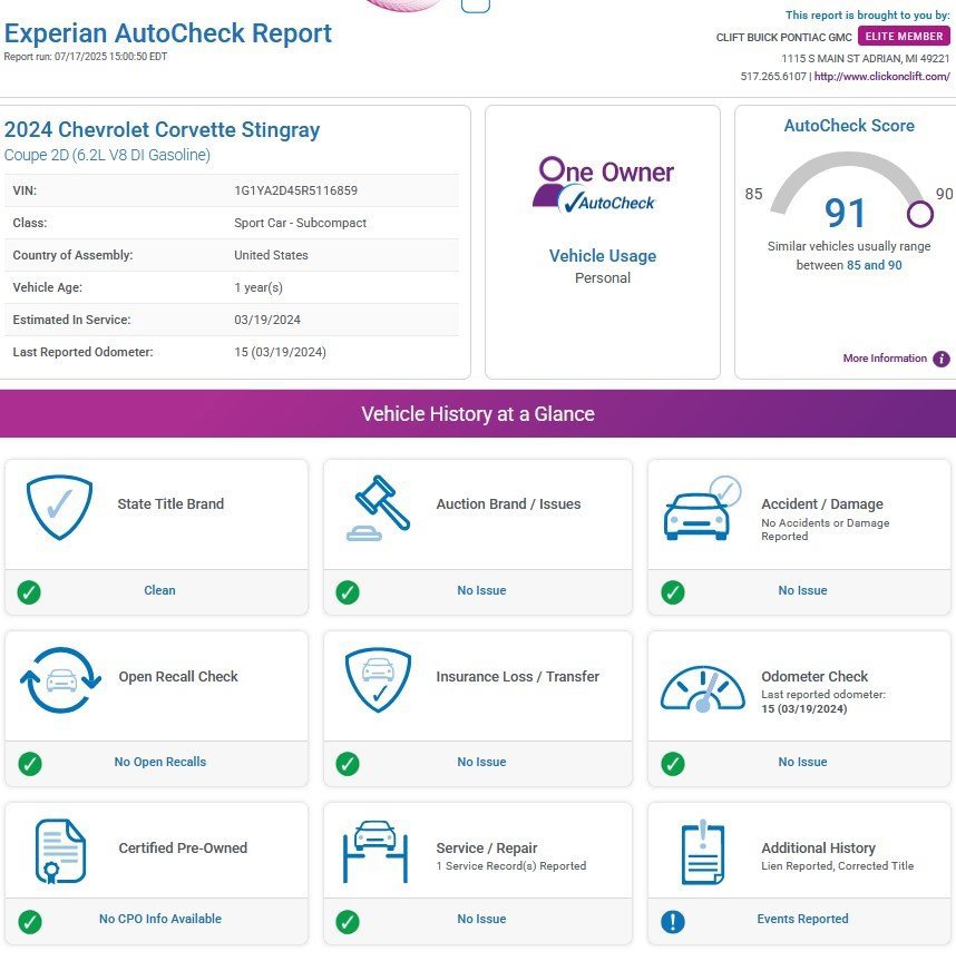 Used 2024 Chevrolet Corvette Stingray Coupe w/ 1LT image 3