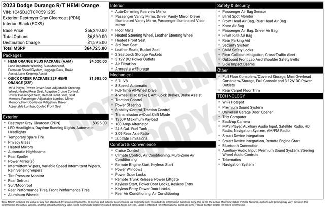 Used 2023 Dodge Durango R/T w/ Hemi Orange Plus Package AWD/4WD image 23