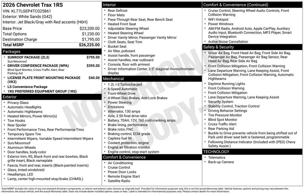 Used 2026 Chevrolet Trax RS w/ Sunroof Package image 2