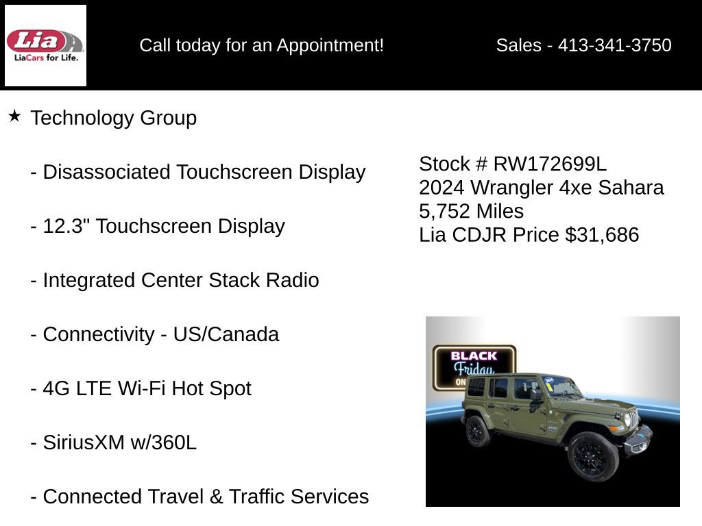 Certified 2024 Jeep Wrangler Unlimited Sahara w/ Technology Group AWD/4WD image 11