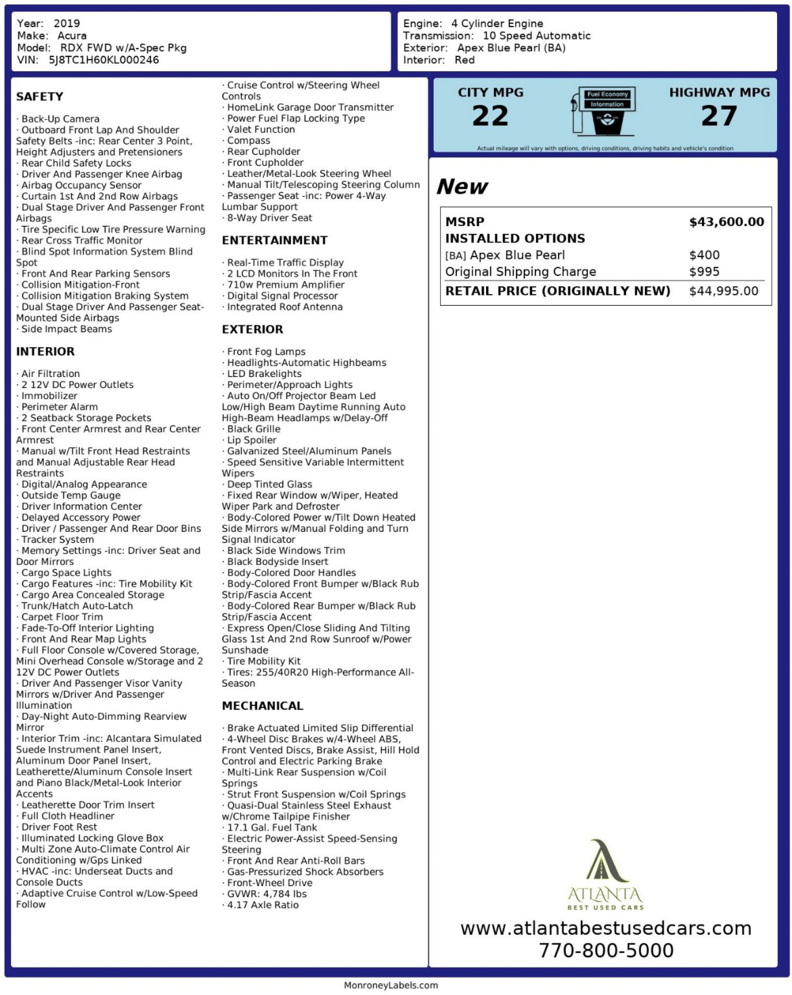 Used 2019 Acura RDX A-Spec image 56